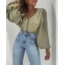 V-neck new casual loose solid color top HF1711-02-01