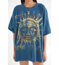 Sun Fire God Worn Out Hole Wide T-shirt Skirt HF2618-04-04