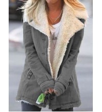 women's plush lapel mid-length coat HF0901-04-01