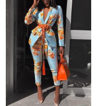 Printed jacket set, casual suit set HF3302-04-04