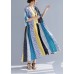 Elegant multicolor cotton dresses plus size Sewing o neck patchwork Kaftan Summer Dresses