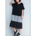 Style black cotton outfit Korea Inspiration patchwork o neck Dresses Summer Dress