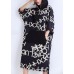 Women black print Cotton Work Outfits pockets Plus Size Summer Dresses