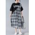 DIY black Plaid cotton quilting clothes Women Work o neck patchwork long Summer Dresses